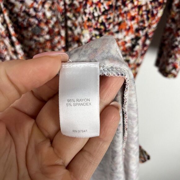 J. Jill Shirt Dress XL Jersey Knit Orange Black 3/4 Sleeve Button Up Pockets​​​​ - Picture 5 of 6